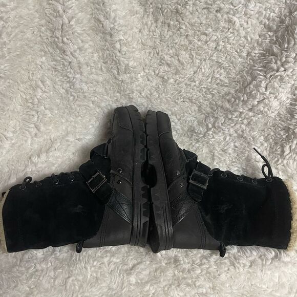 Polo Ralph Lauren Tavin Rollover Black Shearling lace up  Boots Men’s SZ10D main image 6